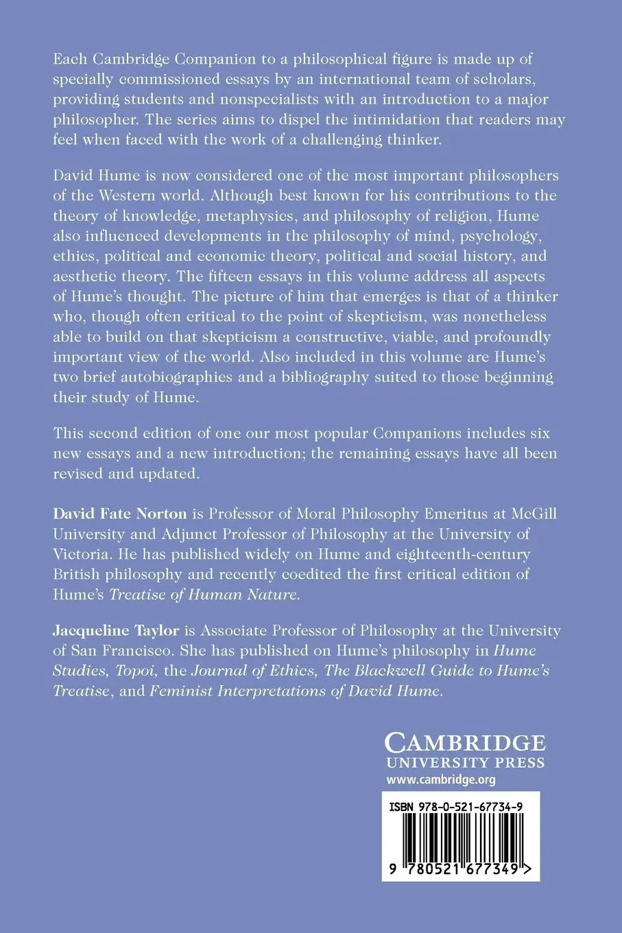 Rückseite: 9780521677349 | The Cambridge Companion to Hume | David Fate Norton (u. a.) | Buch