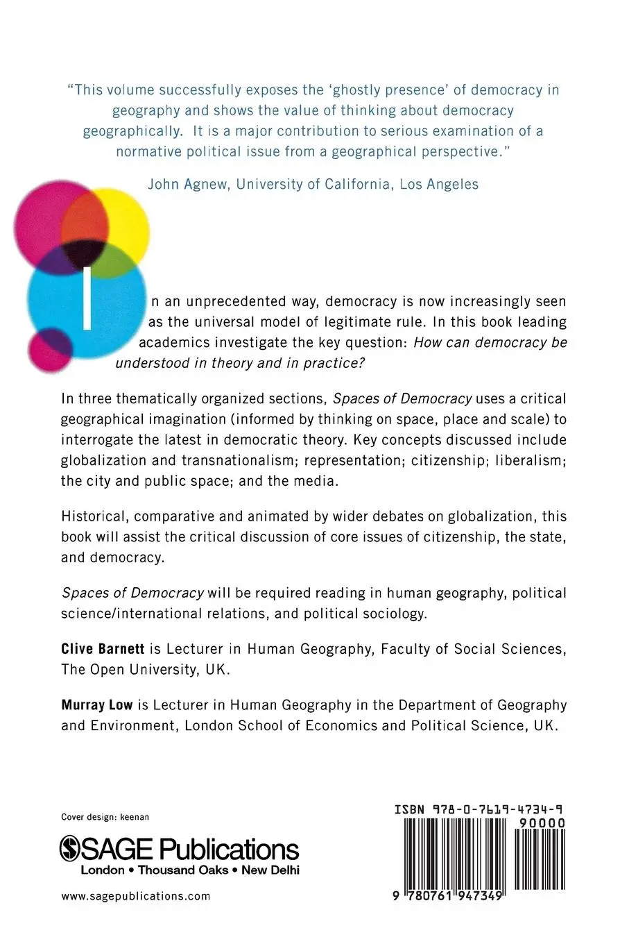 Rückseite: 9780761947349 | Spaces of Democracy | Clive Barnett (u. a.) | Taschenbuch | Englisch