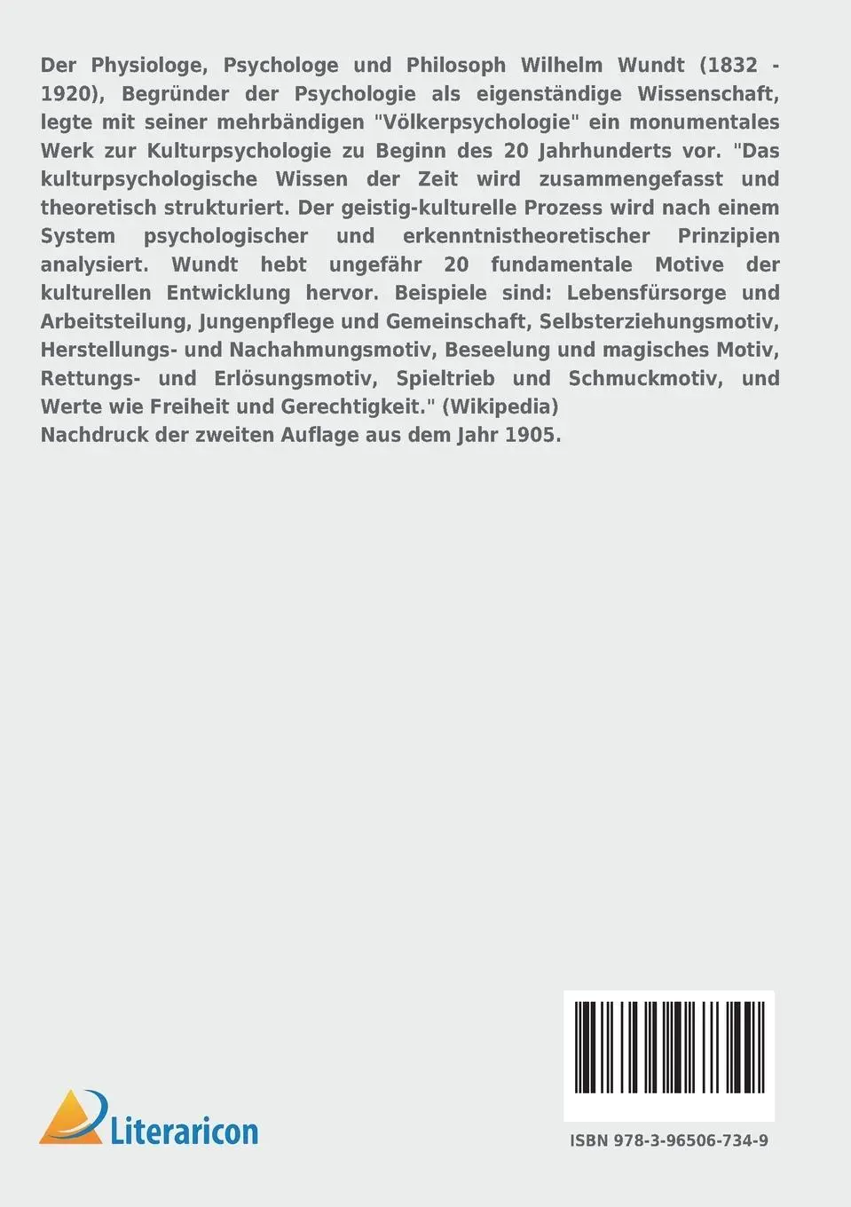 Rückseite: 9783965067349 | Völkerpsychologie | Wilhelm Wundt | Taschenbuch | 636 S. | Deutsch