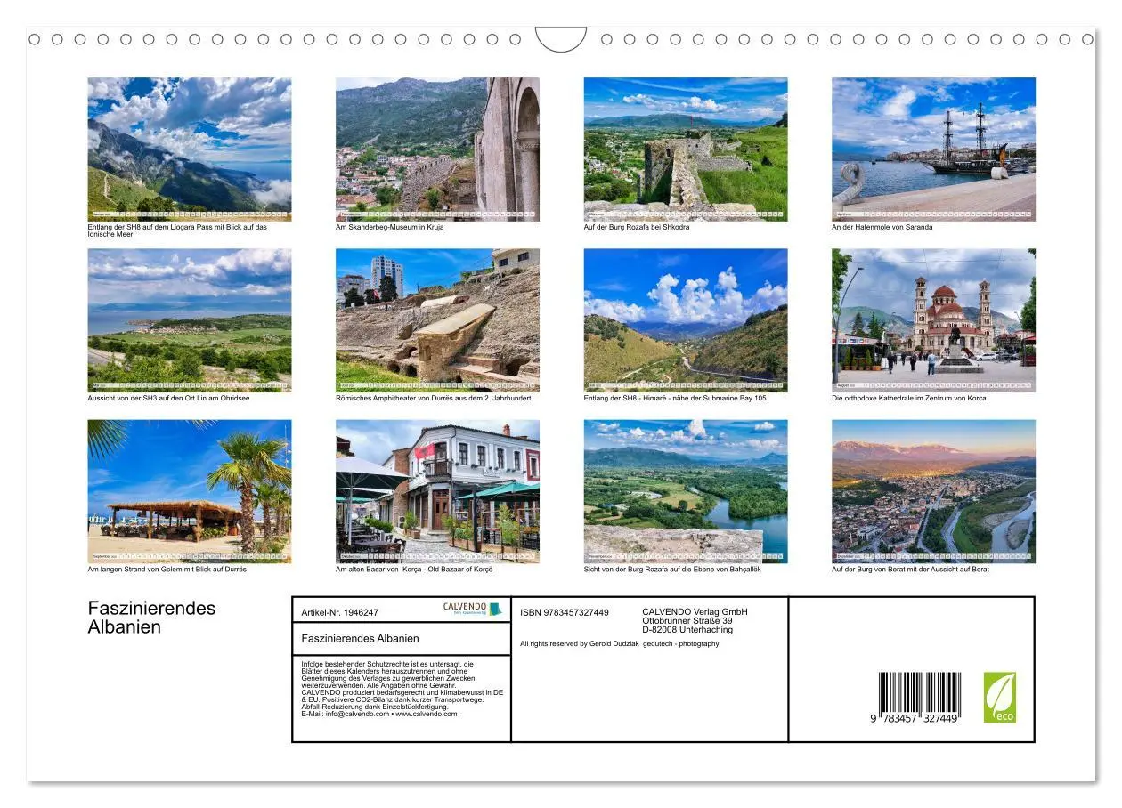 Bild: 9783457327449 | Faszinierendes Albanien (Wandkalender 2026 DIN A3 quer), CALVENDO...