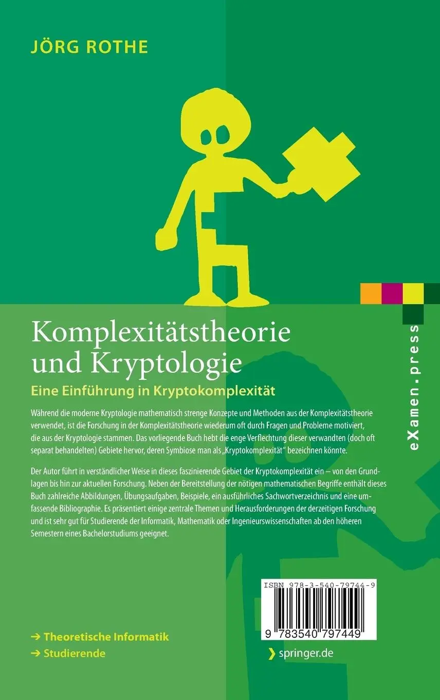 Rückseite: 9783540797449 | Komplexitätstheorie und Kryptologie | Jörg Rothe | Buch | xi | Deutsch