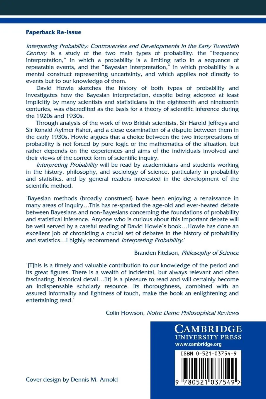Rückseite: 9780521037549 | Interpreting Probability | David Howie (u. a.) | Taschenbuch | 2007