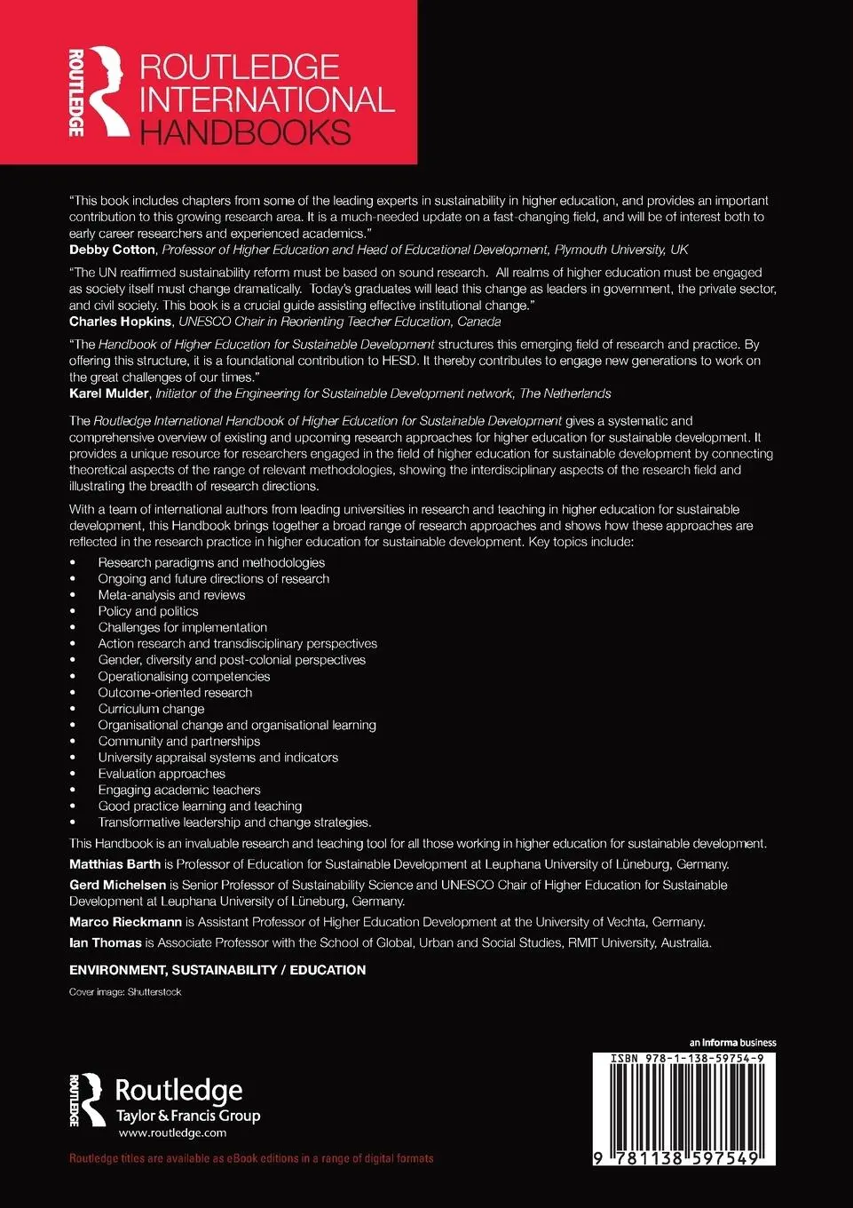 Rückseite: 9781138597549 | Routledge Handbook of Higher Education for Sustainable Development