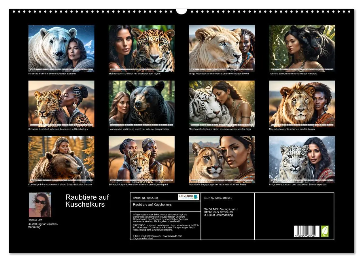 Bild: 9783457487549 | Raubtiere auf Kuschelkurs (Wandkalender 2026 DIN A2 quer), CALVENDO...