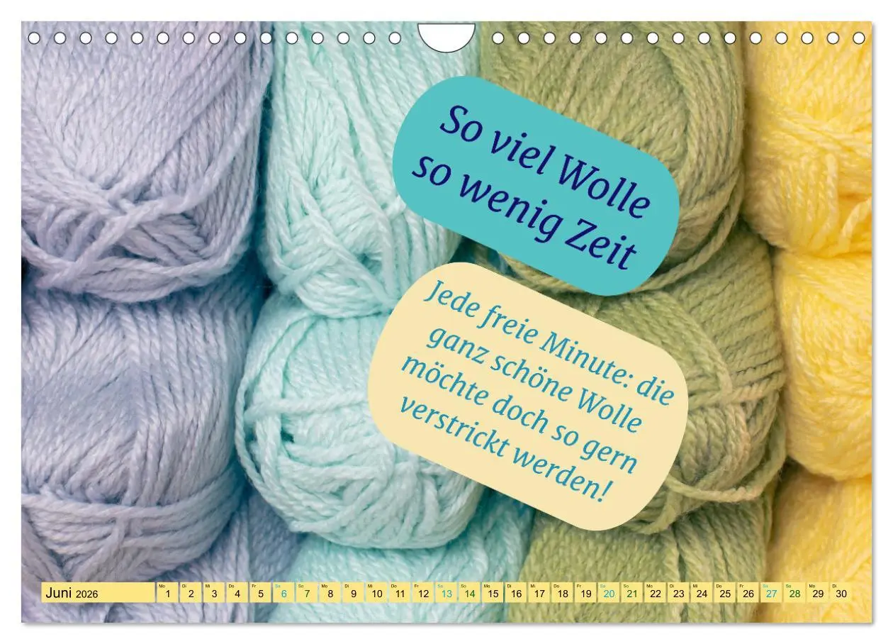 Bild: 9783457557549 | WOLLE Stricken ist eine Passion (Wandkalender 2026 DIN A4 quer),...