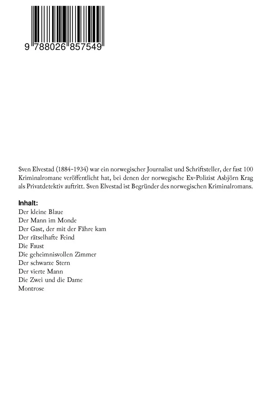 Rückseite: 9788026857549 | Gesammelte Krimis (10 Detektivromane in einem Band) | Sven Elvestad