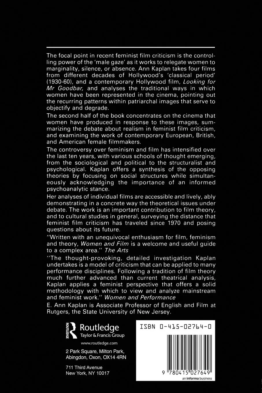 Rückseite: 9780415027649 | Women &amp; Film | E. Ann Kaplan | Taschenbuch | Englisch | 1983