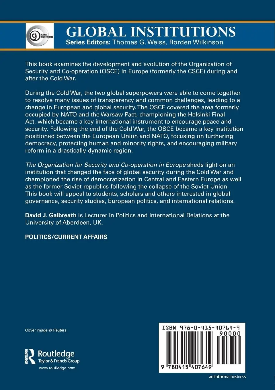 Rückseite: 9780415407649 | The Organization for Security and Co-operation in Europe (OSCE) | Buch