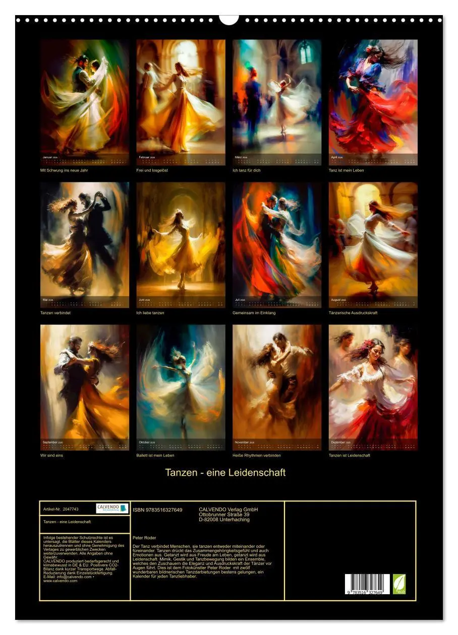 Bild: 9783516327649 | Tanzen - eine Leidenschaft (Wandkalender 2026 DIN A2 hoch),...