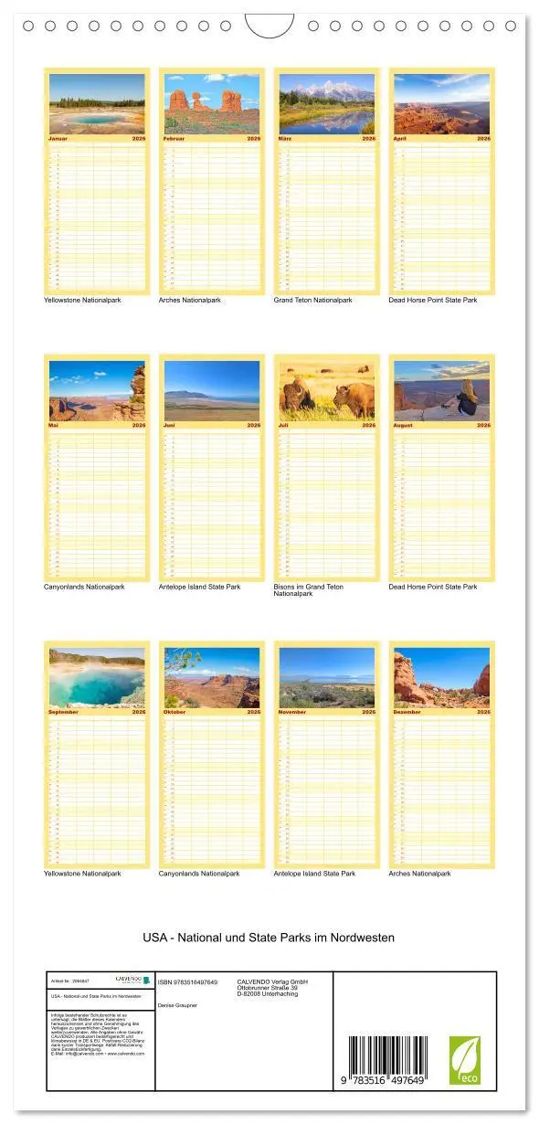 Bild: 9783516497649 | Familienplaner 2026 - USA - National und State Parks im Nordwesten...