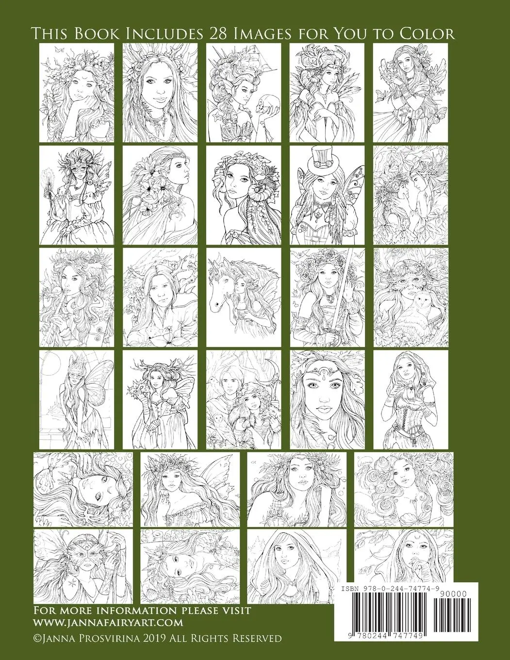 Rückseite: 9780244747749 | Faerie Coloring Book | Line Art | Janna Prosvirina | Taschenbuch