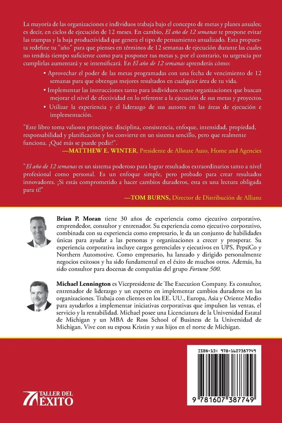 Rückseite: 9781607387749 | El año de 12 semanas | Brian P. Moran (u. a.) | Taschenbuch | Spanisch
