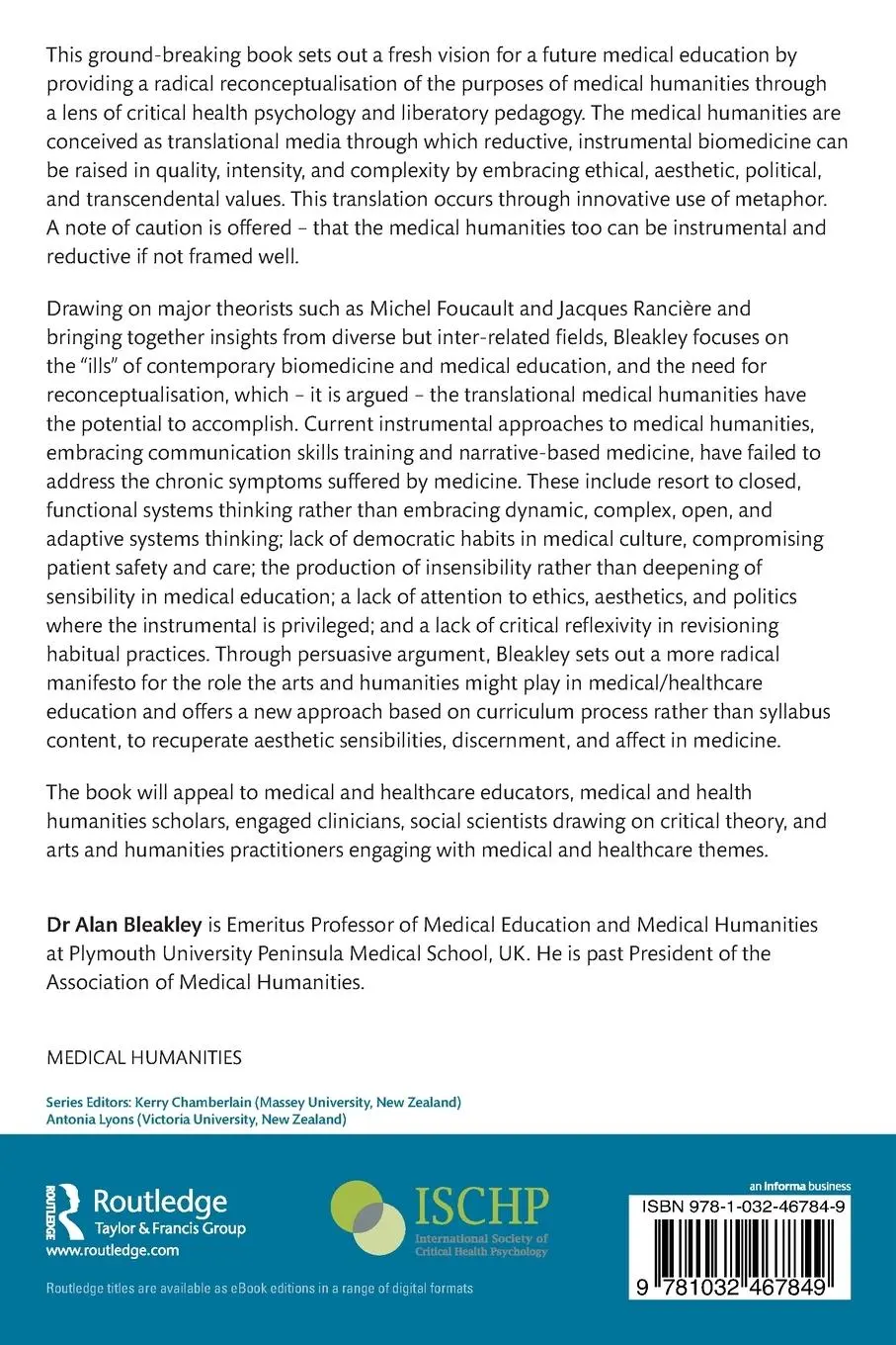 Rückseite: 9781032467849 | Medical Humanities | Ethics, Aesthetics, Politics | Alan Bleakley
