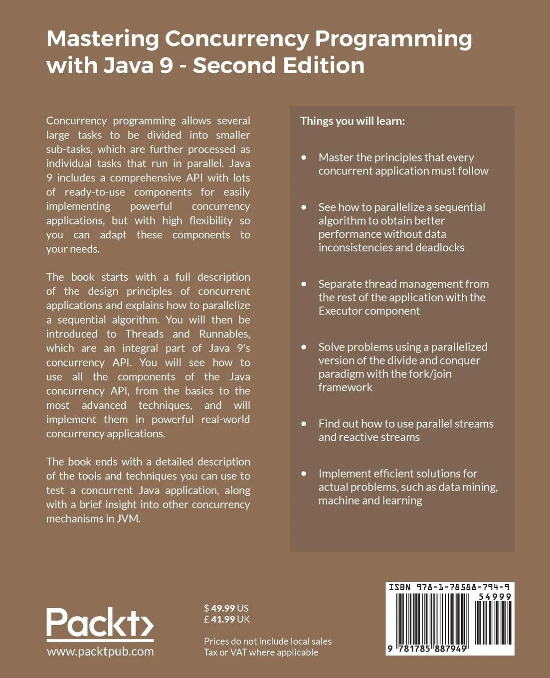 Rückseite: 9781785887949 | Mastering Concurrency Programming with Java 9 - Second Edition | Buch
