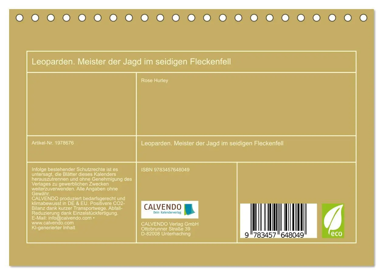 Bild: 9783457648049 | Leoparden. Meister der Jagd im seidigen Fleckenfell (Tischkalender...