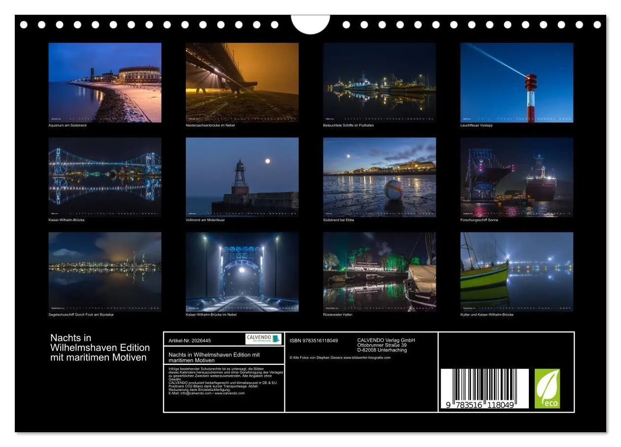 Bild: 9783516118049 | Nachts in Wilhelmshaven Edition mit maritimen Motiven (Wandkalender...