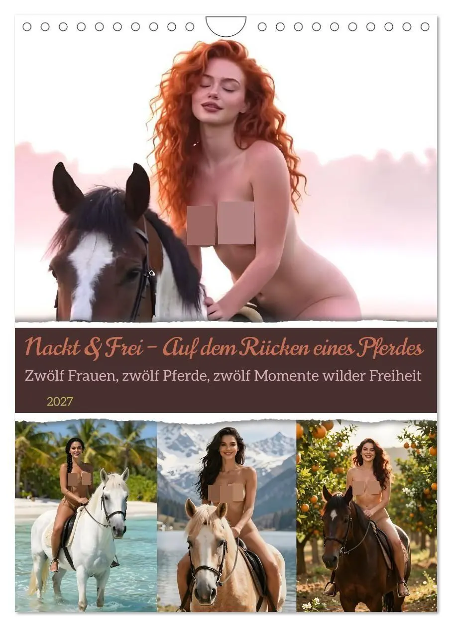 Cover: 9783516808049 | Nackt &amp; Frei - Auf dem Rücken eines Pferdes (Wandkalender 2027 DIN...
