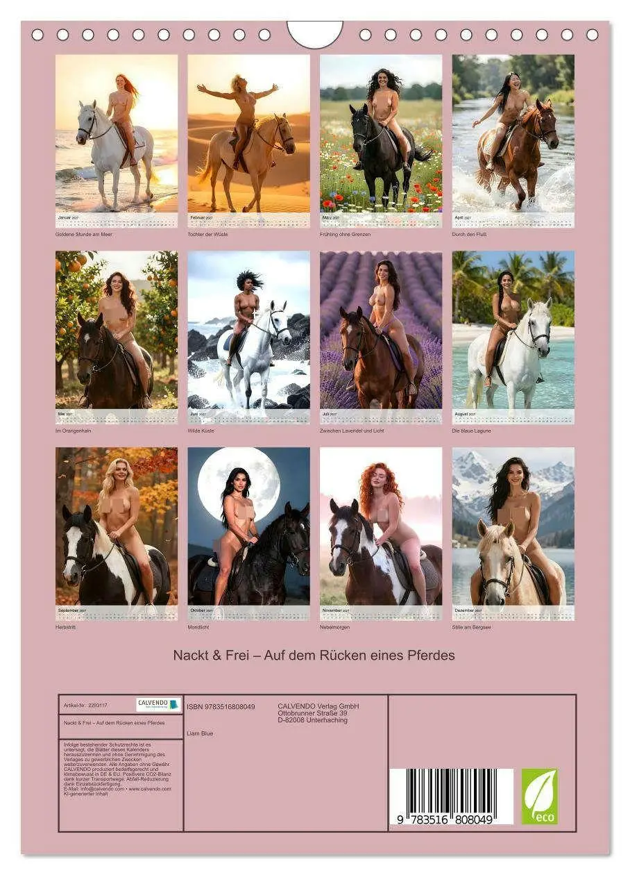 Bild: 9783516808049 | Nackt &amp; Frei - Auf dem Rücken eines Pferdes (Wandkalender 2027 DIN...