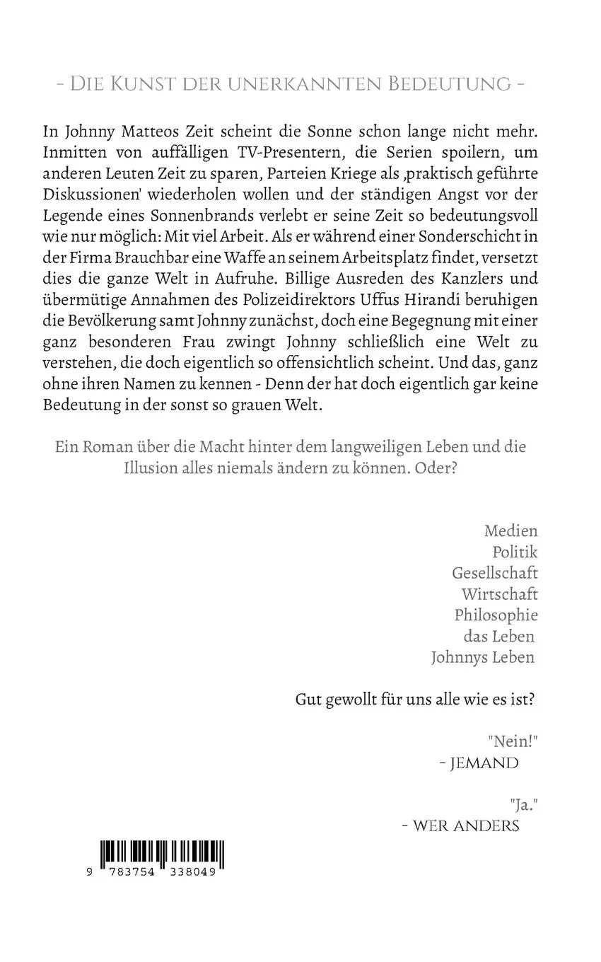Rückseite: 9783754338049 | Johnnys Grau | Thore Seeger | Taschenbuch | Paperback | 338 S. | 2022