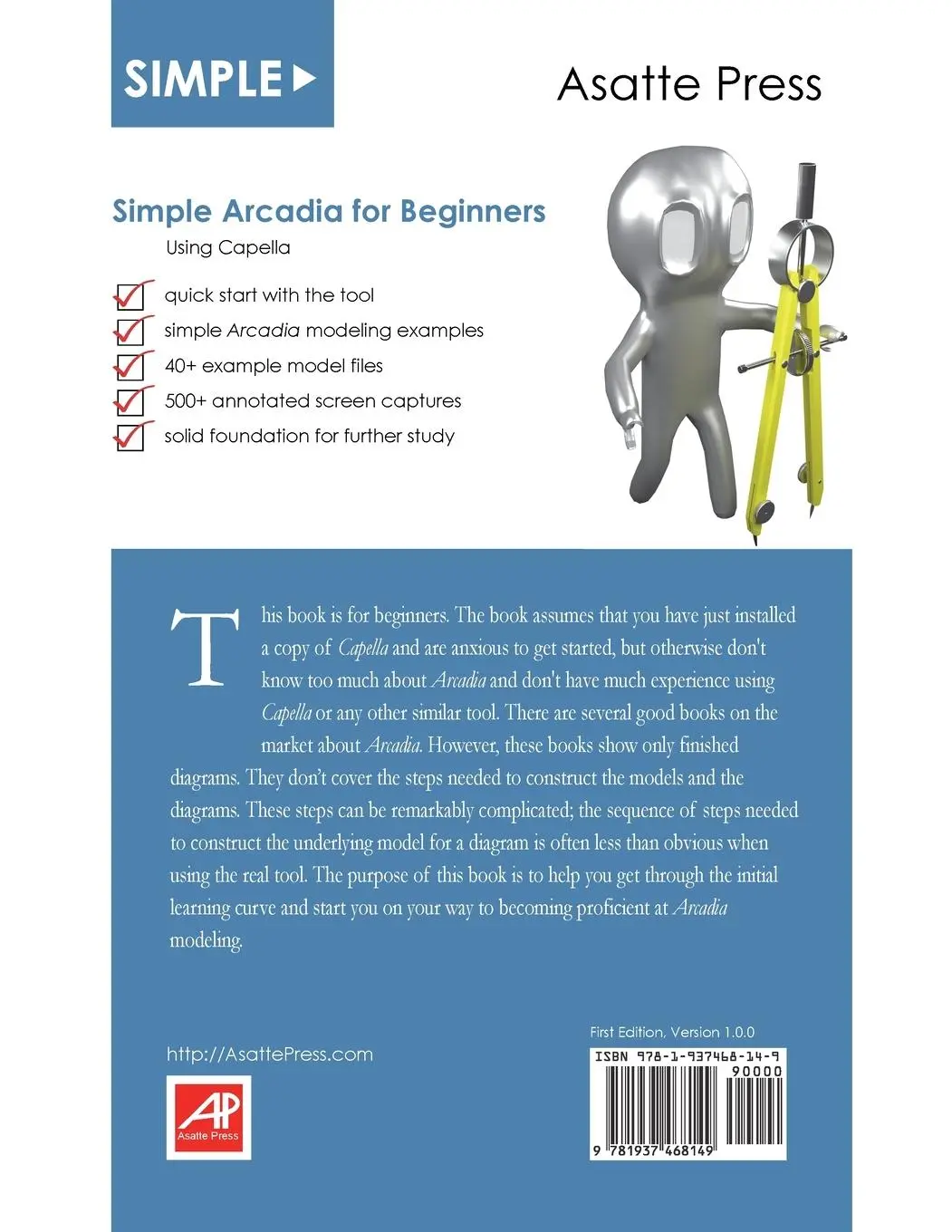 Rückseite: 9781937468149 | Simple Arcadia for Beginners | Using Capella | Pascal Roques (u. a.)