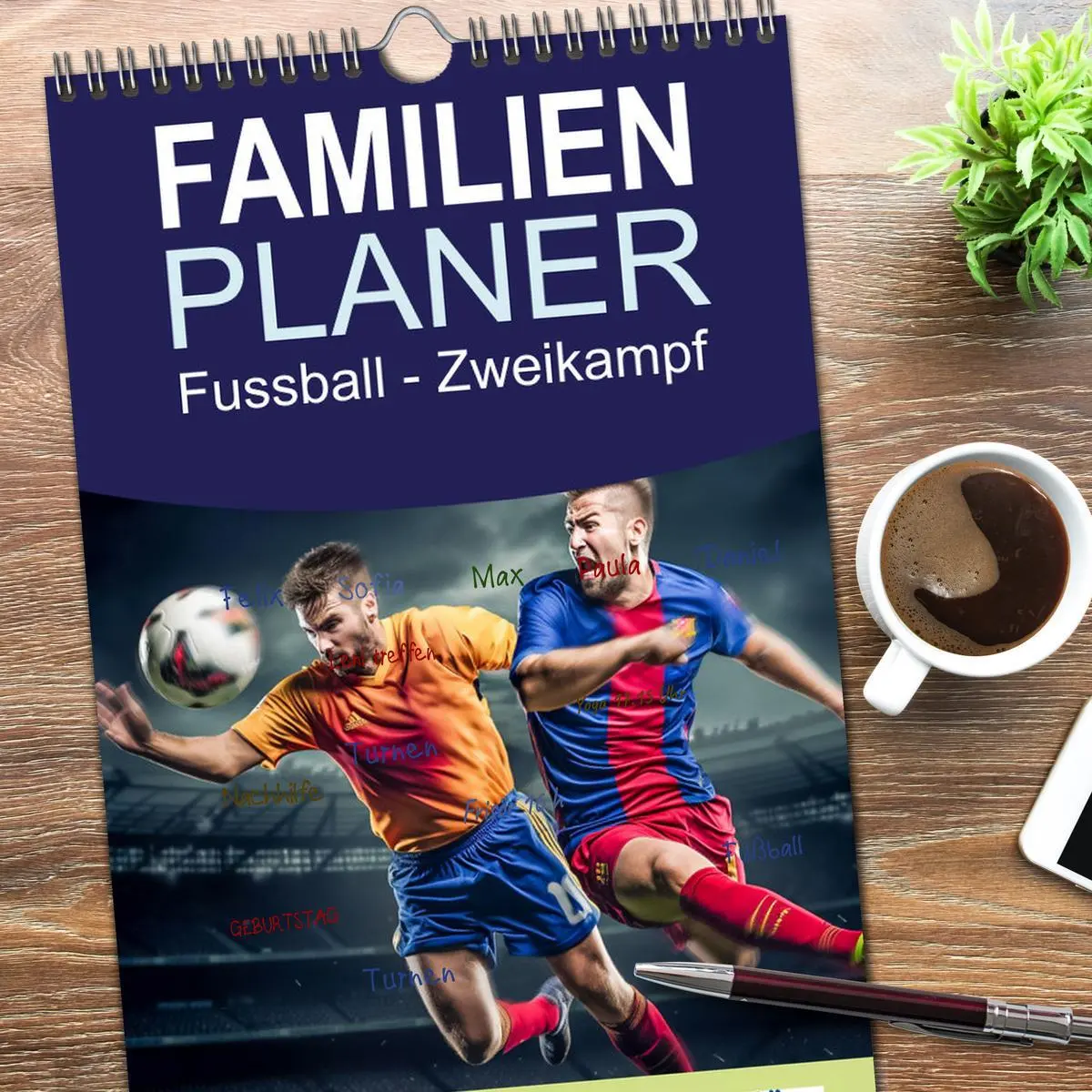 Bild: 9783457188149 | Familienplaner 2025 - Fussball - Zweikampf mit 5 Spalten...
