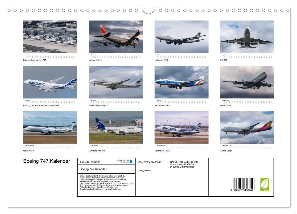 Bild: 9783457488249 | Boeing 747 Kalender (Wandkalender 2026 DIN A3 quer), CALVENDO...