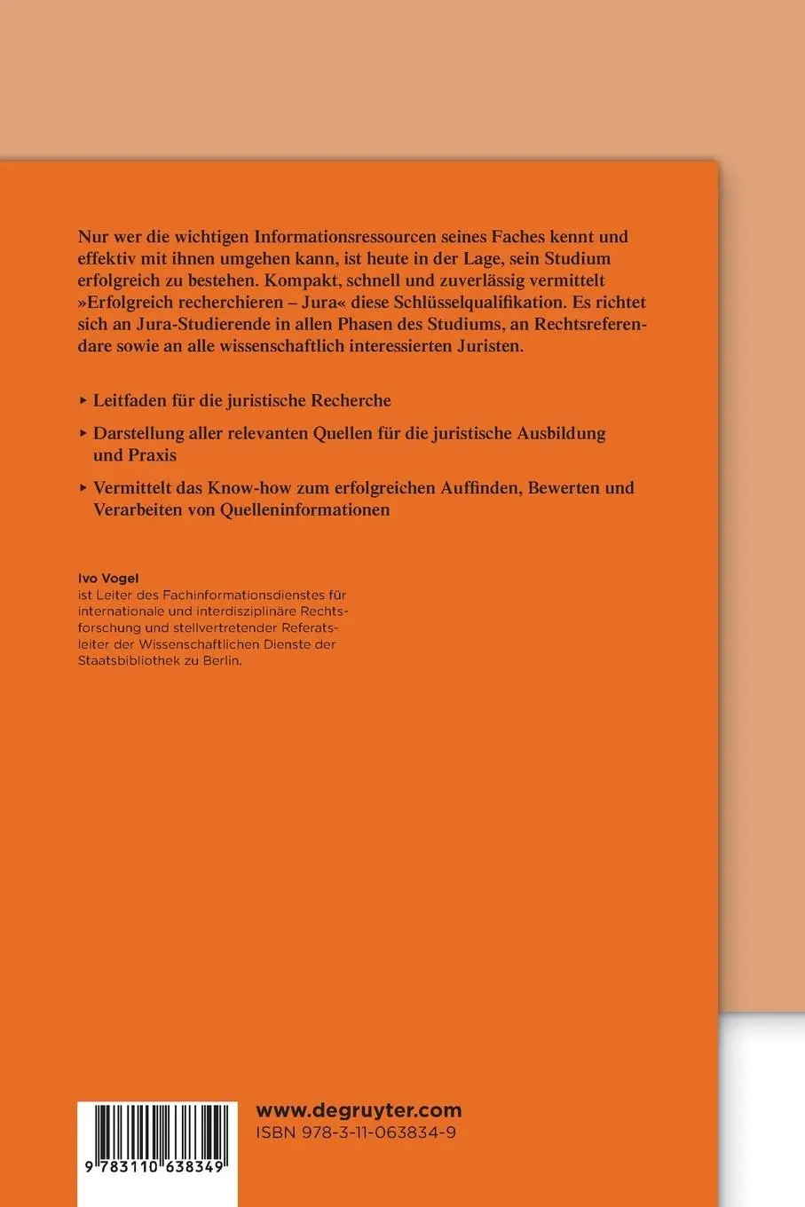 Rückseite: 9783110638349 | Erfolgreich recherchieren - Jura | Ivo Vogel | Taschenbuch | Deutsch