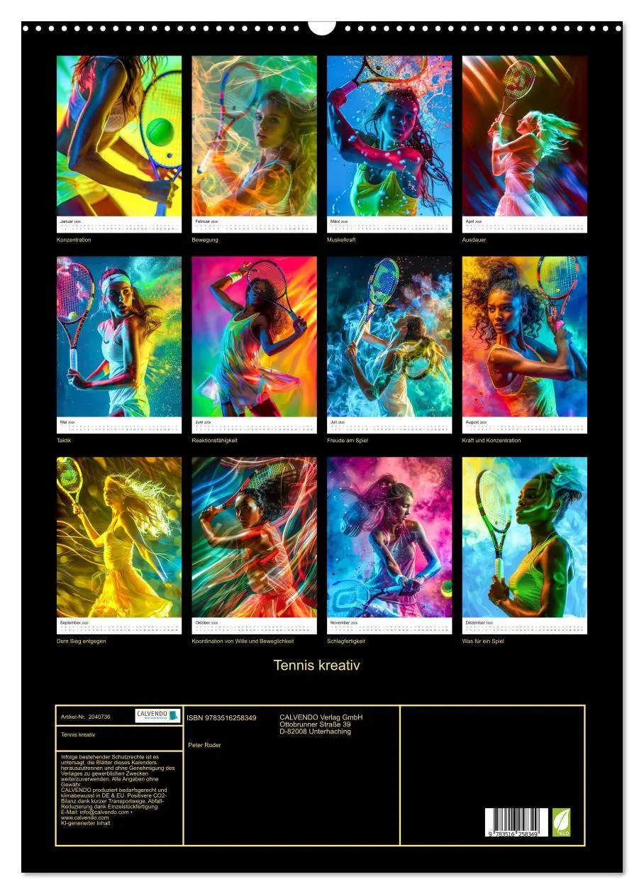 Bild: 9783516258349 | Tennis kreativ (Wandkalender 2026 DIN A2 hoch), CALVENDO...