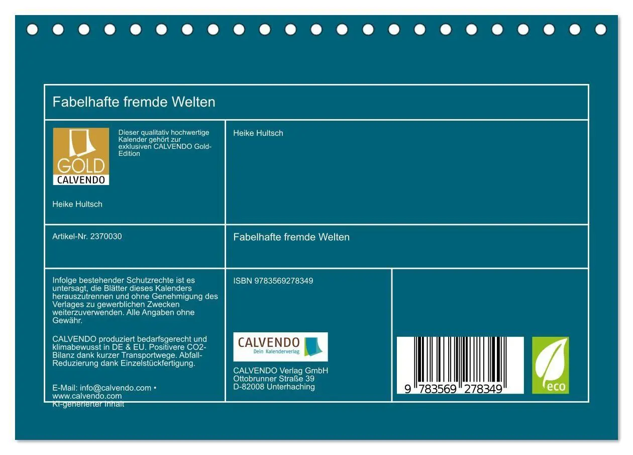 Bild: 9783569278349 | Fabelhafte fremde Welten (Tischkalender 2027 DIN A5 quer), CALVENDO...
