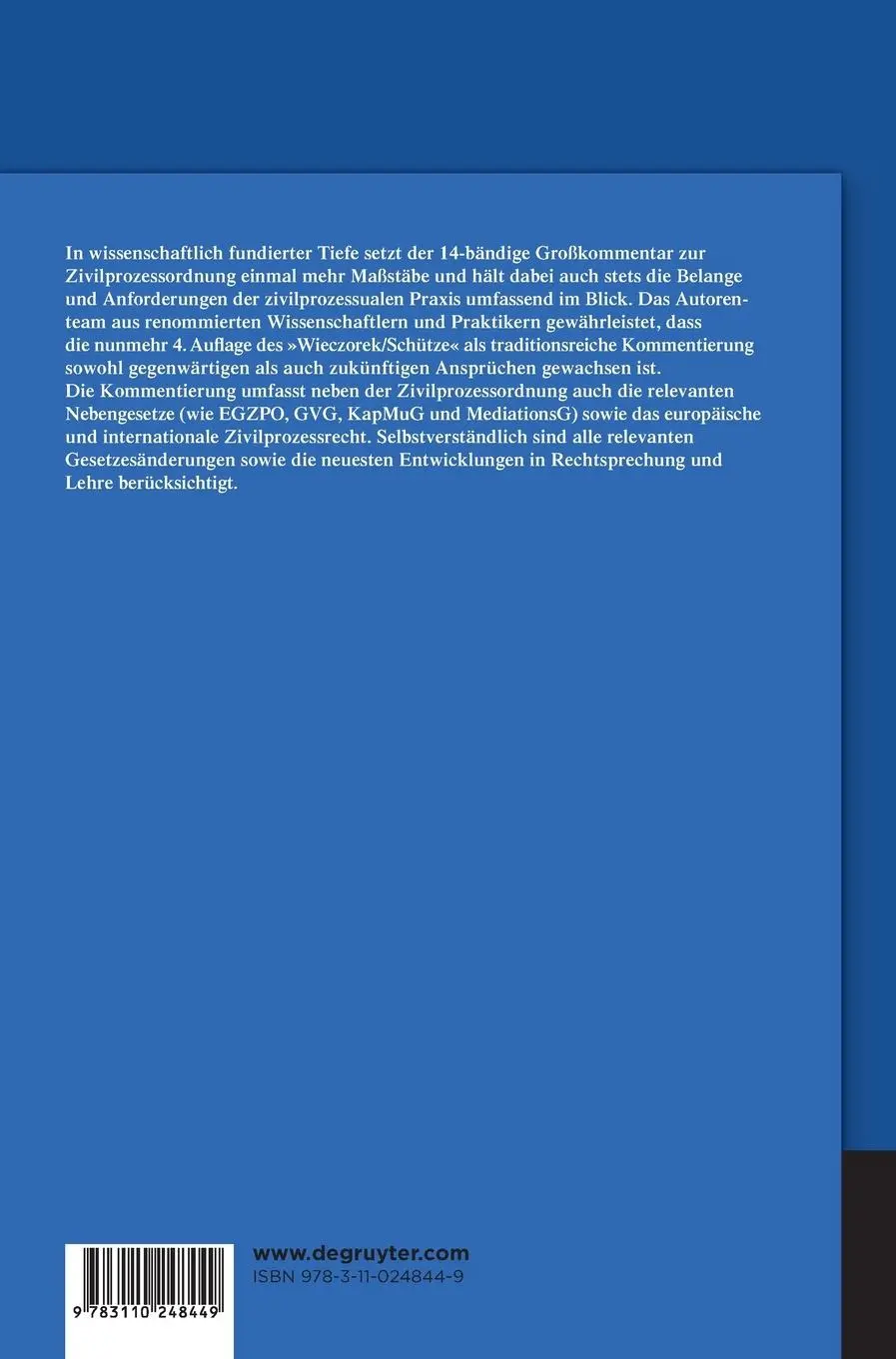 Rückseite: 9783110248449 | §§ 355-510c | Hans-Jürgen Ahrens (u. a.) | Buch | Deutsch | 2013