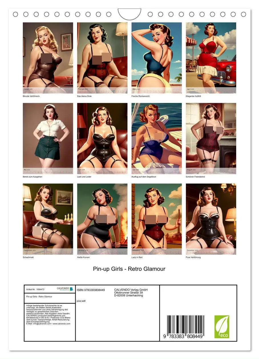 Bild: 9783383808449 | Pin-up Girls - Retro Glamour (Wandkalender 2025 DIN A4 hoch),...