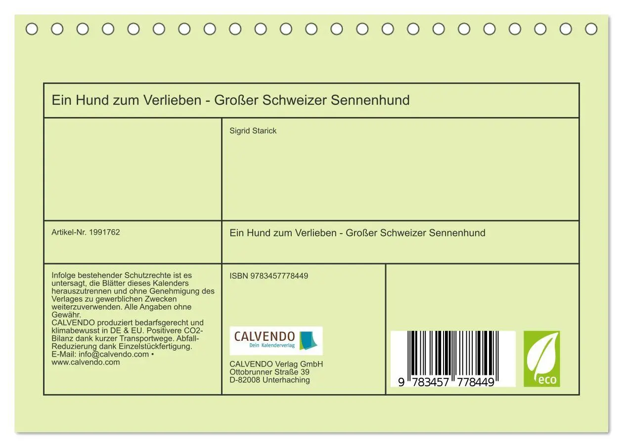 Bild: 9783457778449 | Ein Hund zum Verlieben - Großer Schweizer Sennenhund (Tischkalender...