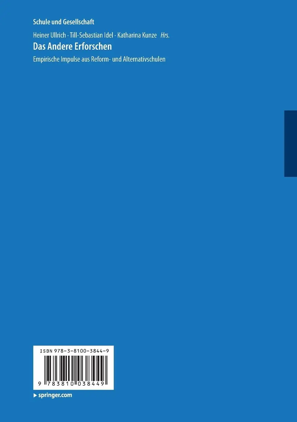 Rückseite: 9783810038449 | Das Andere Erforschen | Heiner Ullrich (u. a.) | Taschenbuch | 250 S.