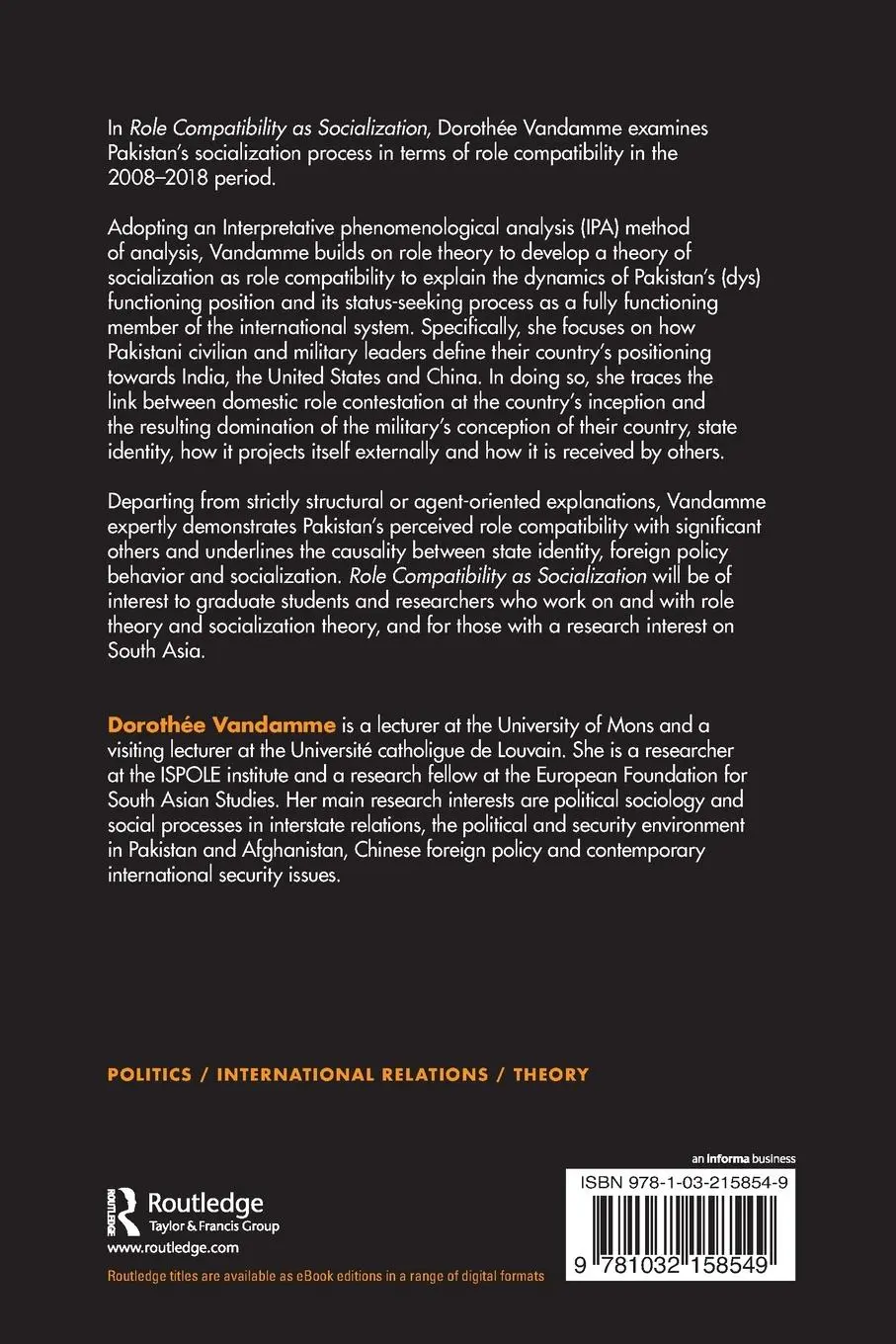 Rückseite: 9781032158549 | Role Compatibility as Socialization | The Case of Pakistan | Vandamme