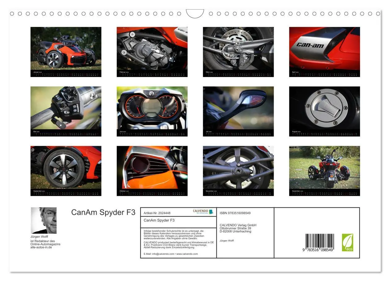 Bild: 9783516098549 | CanAm Spyder F3 (Wandkalender 2026 DIN A3 quer), CALVENDO...
