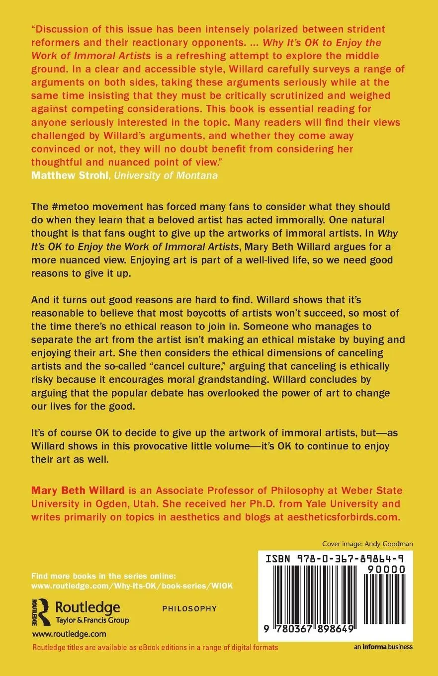 Rückseite: 9780367898649 | Why It's OK to Enjoy the Work of Immoral Artists | Mary Beth Willard