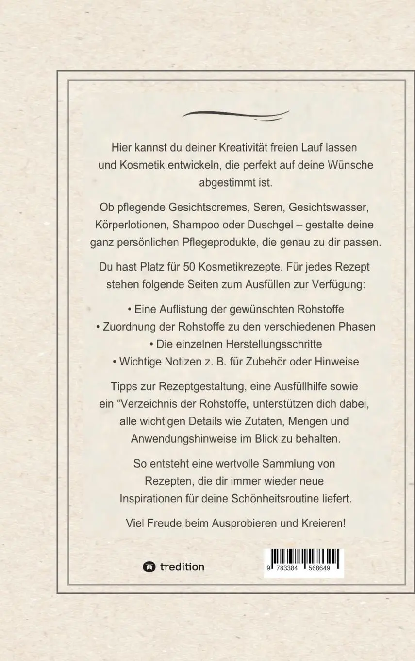 Rückseite: 9783384568649 | Naturkosmetik selber machen | Rezeptplanung leicht gemacht | Anja Gras