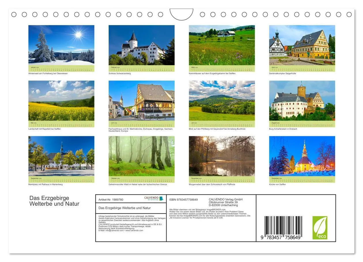 Bild: 9783457758649 | Das Erzgebirge Welterbe und Natur (Wandkalender 2026 DIN A4 quer),...