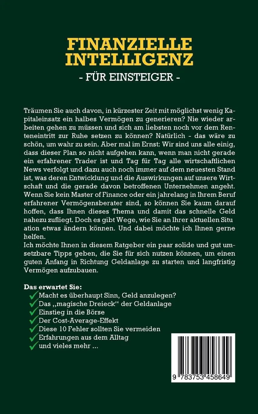 Rückseite: 9783753458649 | Finanzielle Intelligenz für Einsteiger: Wie Sie mit intelligenter...