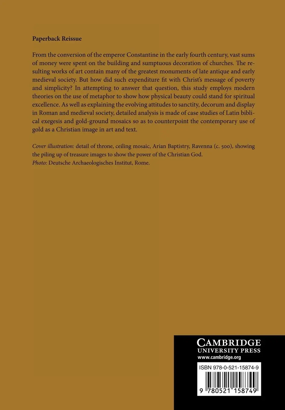 Rückseite: 9780521158749 | God and Gold in Late Antiquity | Dominic Janes | Taschenbuch | 2011