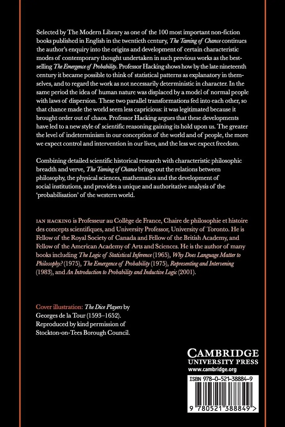 Rückseite: 9780521388849 | The Taming of Chance | Ian Hacking | Taschenbuch | Ideas in Context