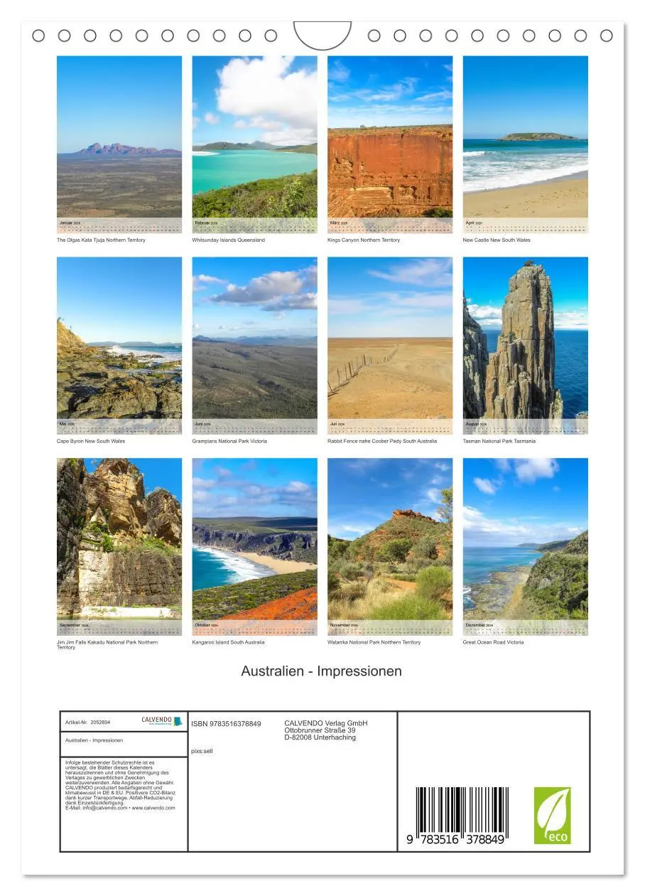 Bild: 9783516378849 | Australien - Impressionen (Wandkalender 2026 DIN A4 hoch), CALVENDO...