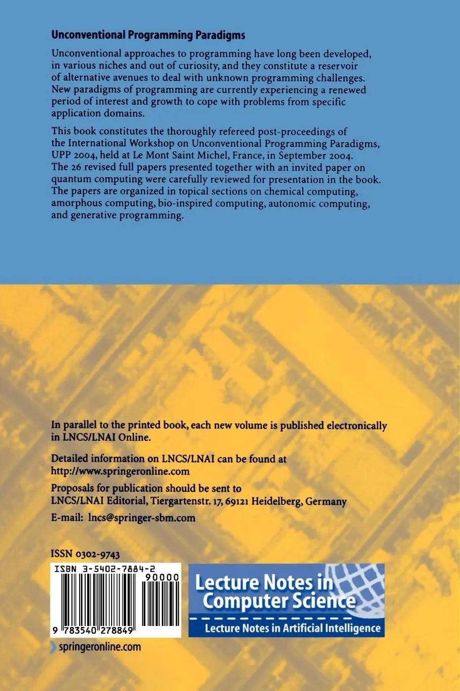 Rückseite: 9783540278849 | Unconventional Programming Paradigms | Jean-Pierre Banâtre (u. a.)
