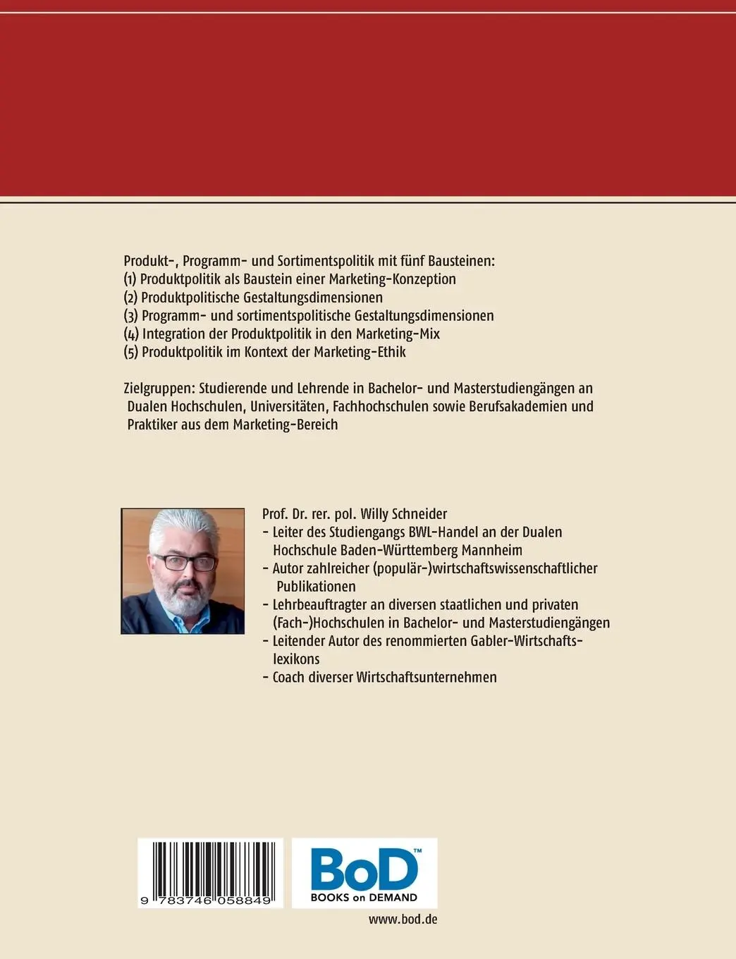 Rückseite: 9783746058849 | Einführung in die Produkt-, Programm- und Sortimentspolitik | Buch