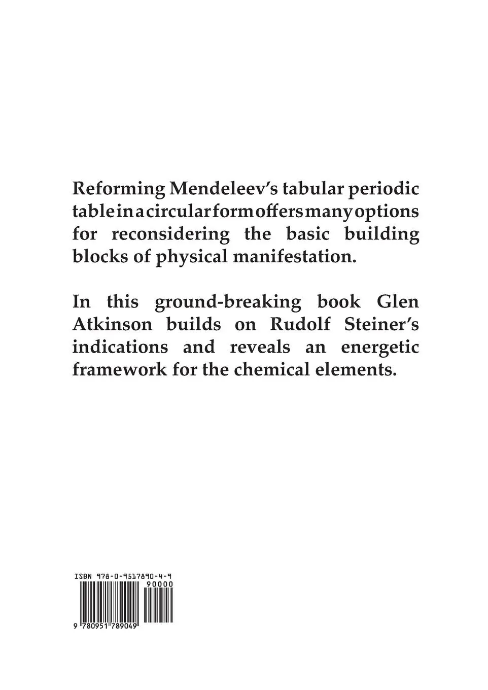 Rückseite: 9780951789049 | Glenological Chemistry: The Organisation of Matter | Atkinson | Buch