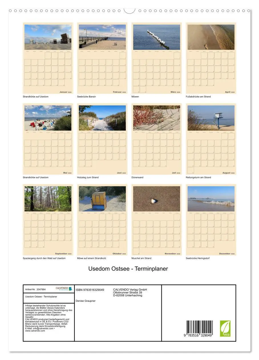 Bild: 9783516329049 | Usedom Ostsee - Terminplaner (hochwertiger Premium Wandkalender...