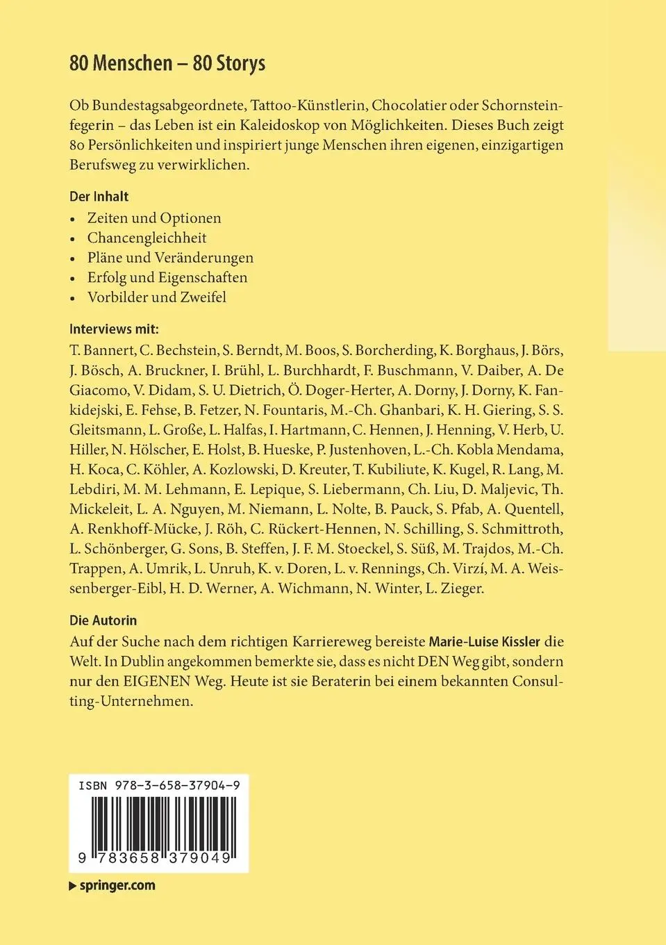 Rückseite: 9783658379049 | 80 Menschen - 80 Storys | Marie-Luise Kissler | Taschenbuch | XVIII