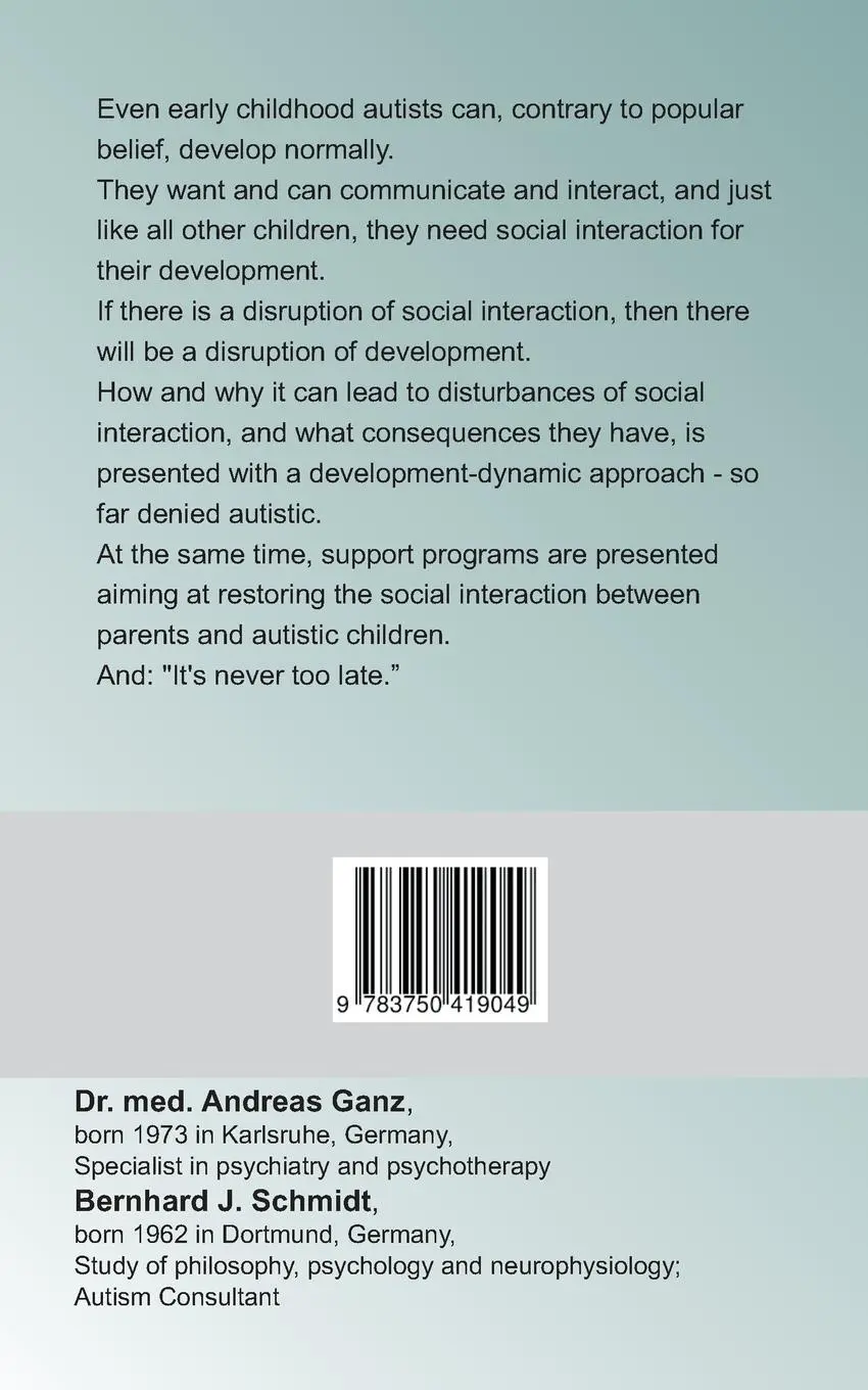 Rückseite: 9783750419049 | Early Childhood Autism | Understanding = Helping | Schmidt (u. a.)