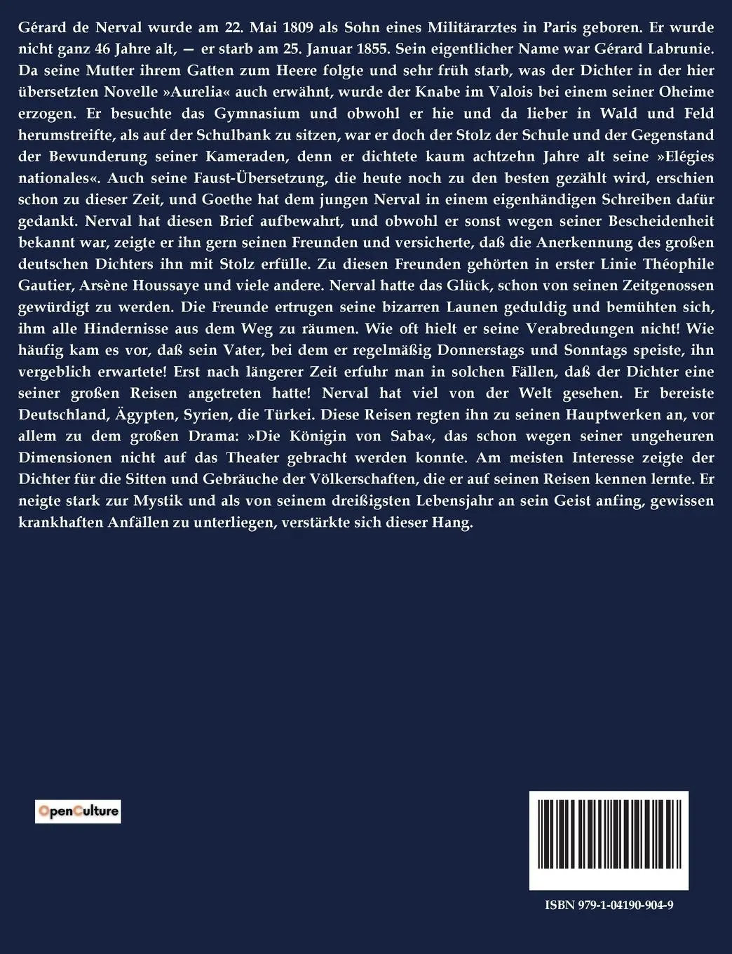 Rückseite: 9791041909049 | Aurelia oder der Traum und das Leben | Gérard De Nerval | Taschenbuch