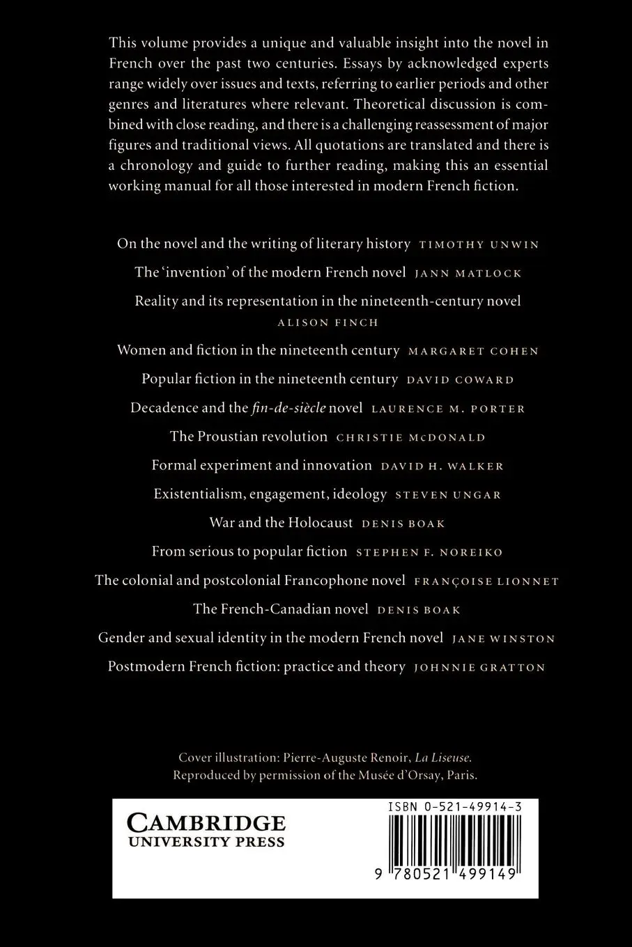 Rückseite: 9780521499149 | The Cambridge Companion to the French Novel | From 1800 to the Present